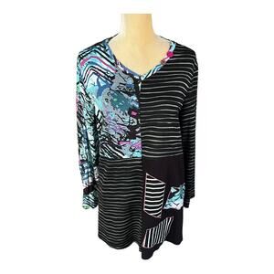 Ali Miles Artsy Lagenlook Tunic Top Size Medium